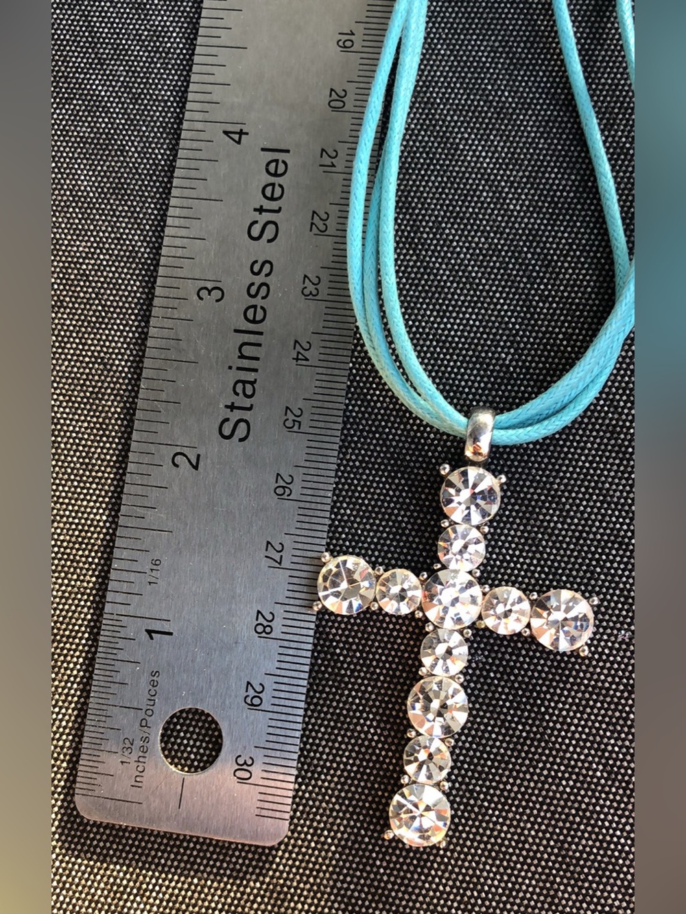 Crystal Cross Pendant Necklace in Turquoise - Unbranded